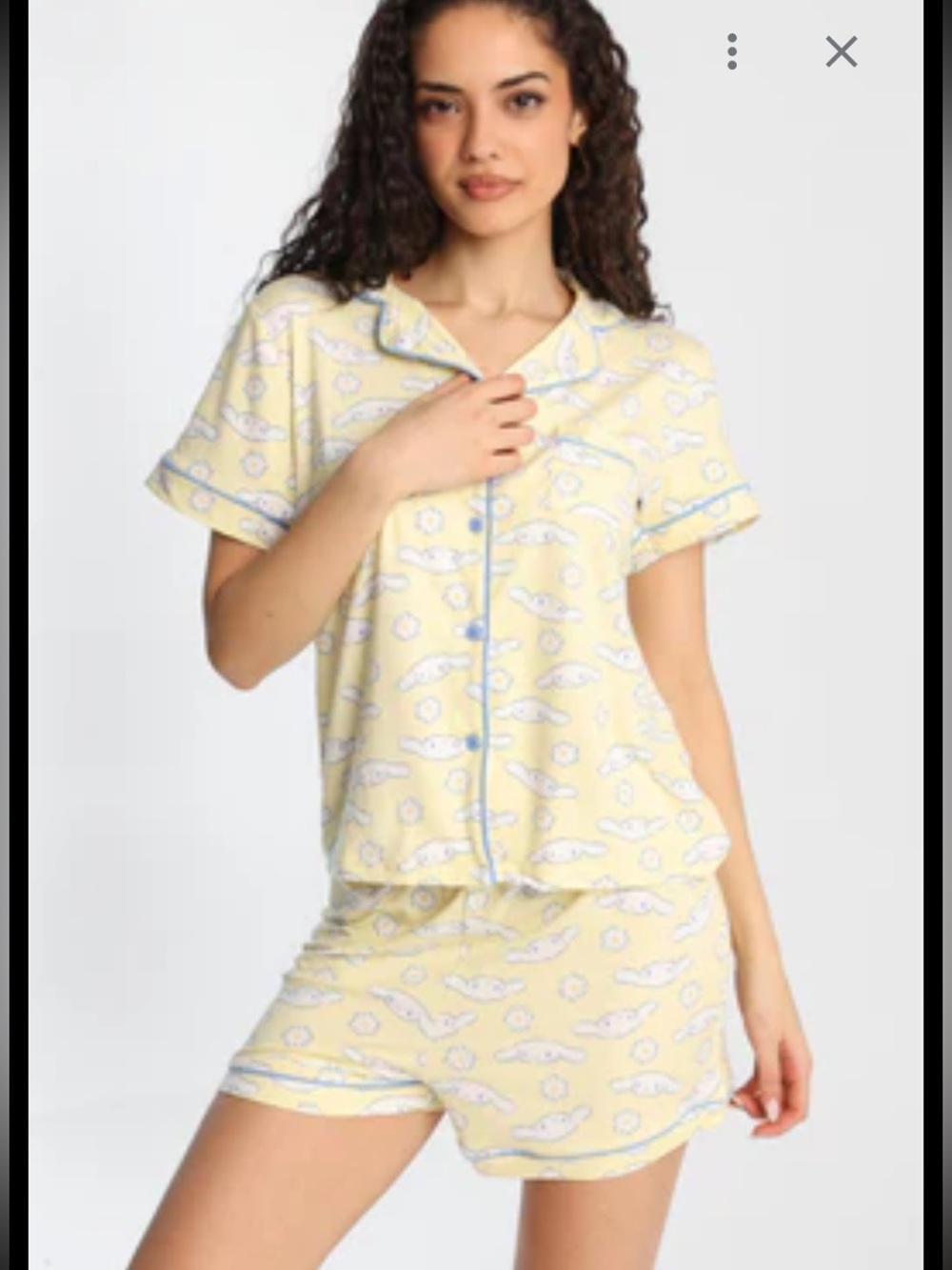 NWT - Sanrio Yellow Bunny & Daisy Short Pajama Set with Blue Trim